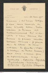 Nachlass Franz Steindachner, Brief von M. Bedot an Franz Steindachner (20.03.1906), Inv.Nr. 29.01, Seite 1